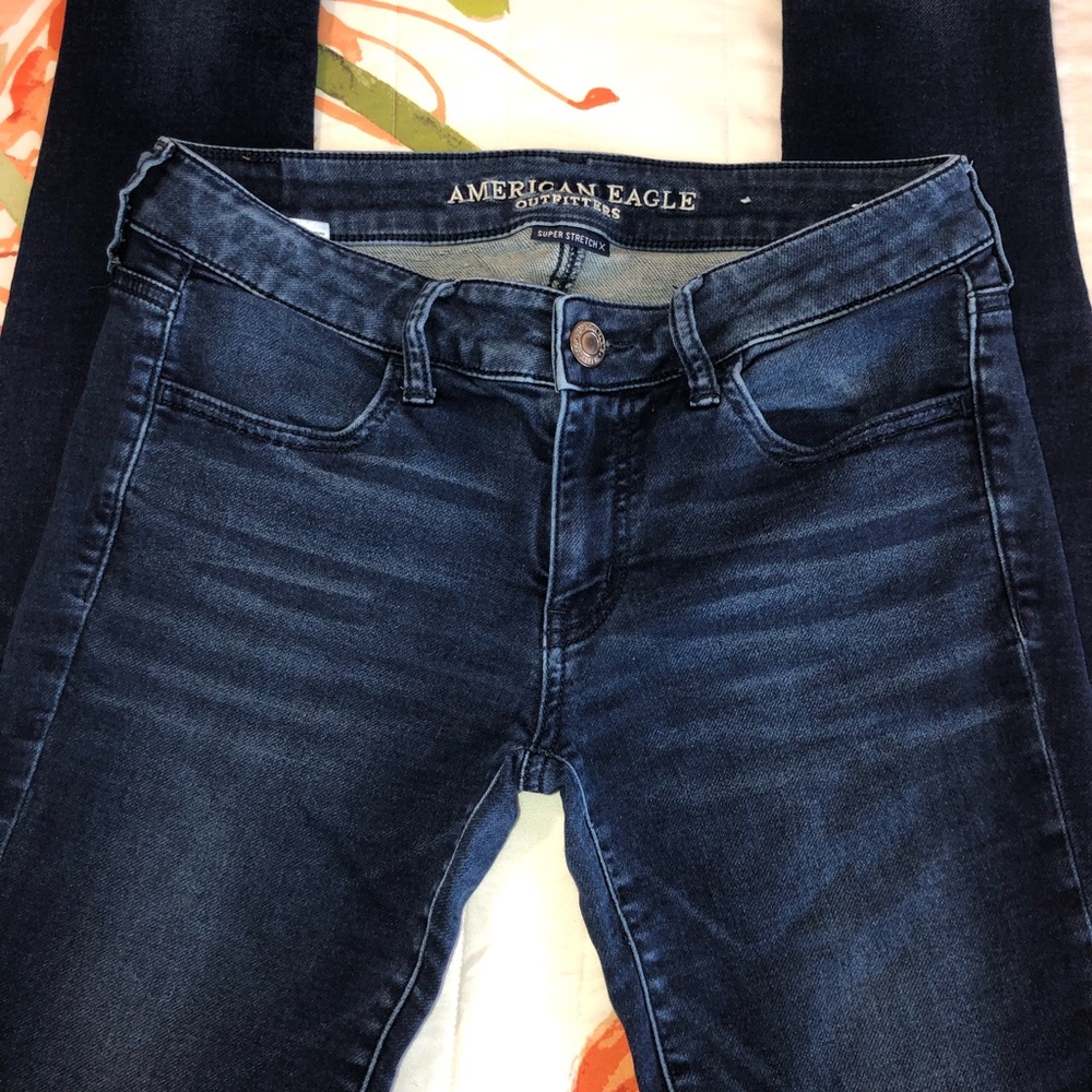 American eagle blue pants super low jegging